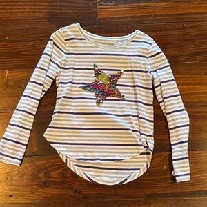 Striped Long Sleeve Kids Shirt with Color changing Sequin Star Design
